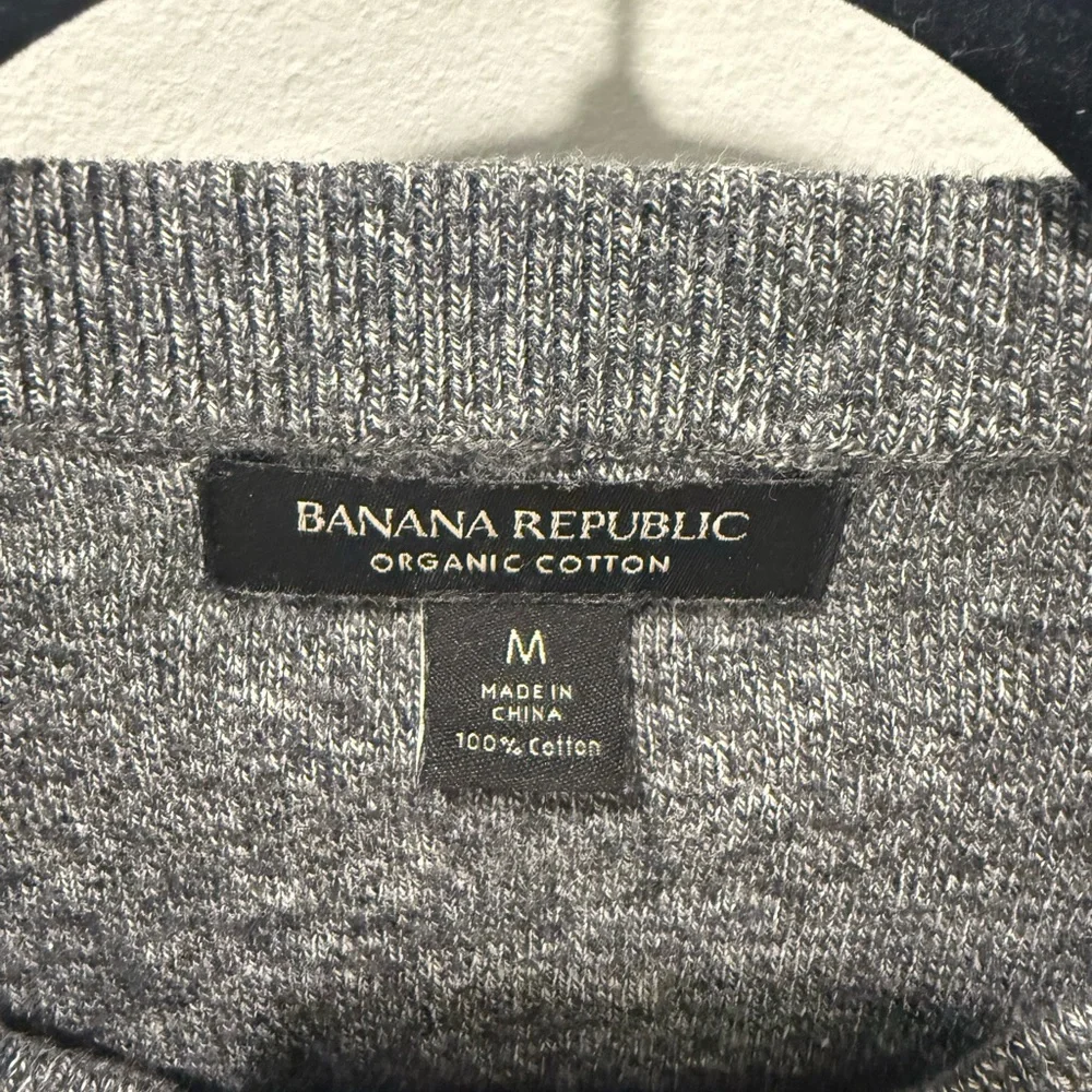 Banana Republic Men's 100% Organic Cotton Gray Crewneck Sweater